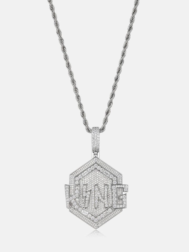 S925 Moissanite Hexagon Iced KING Letter Pendant