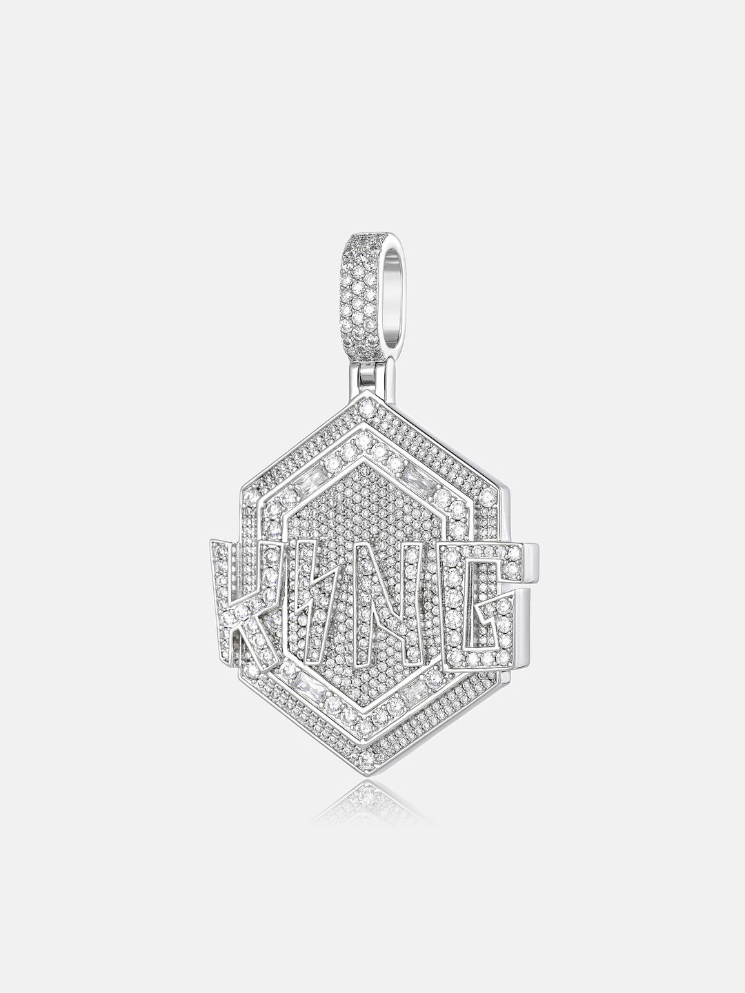 S925 Moissanite Hexagon Iced KING Letter Pendant