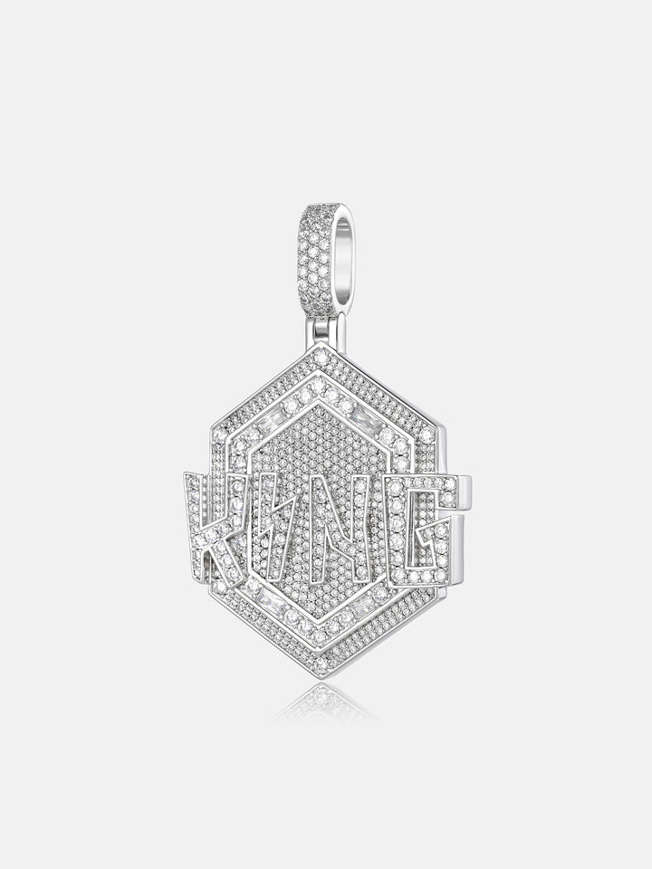 S925 Moissanite Hexagon Iced KING Letter Pendant