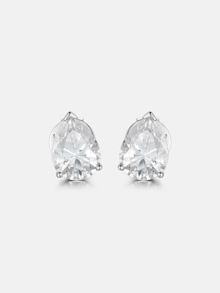 S925 Moissanite Pear Cut Stud Earrings - 2.4 Carat Total
