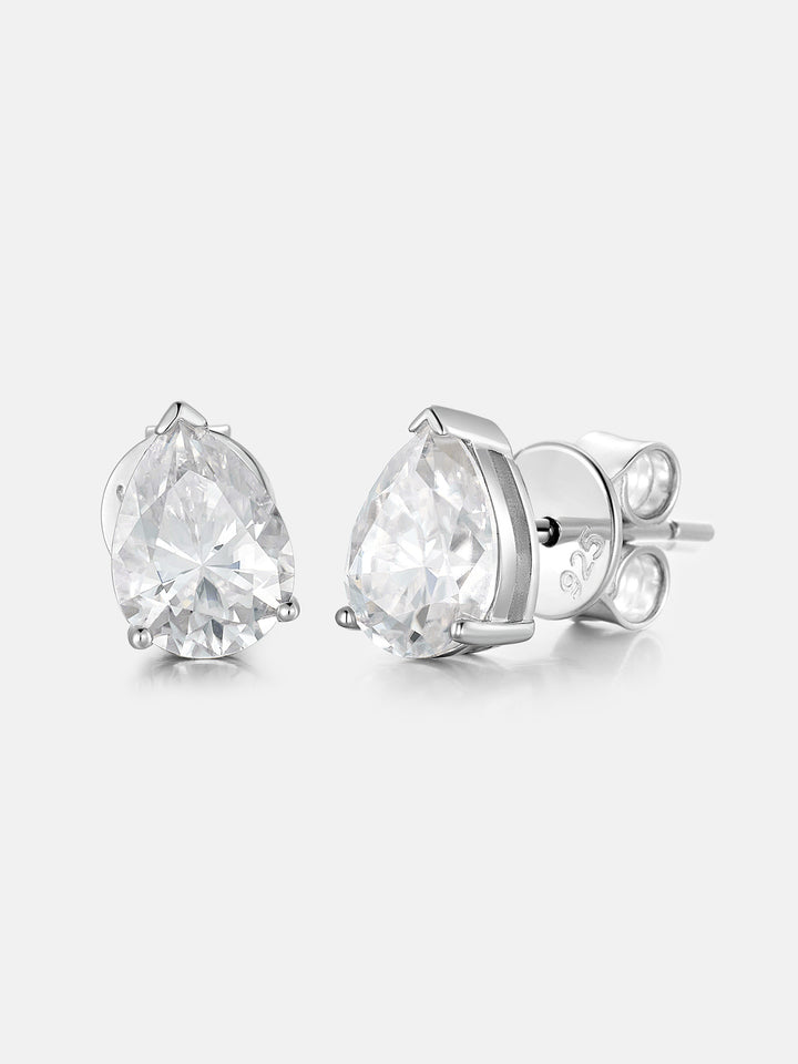 S925 Moissanite Pear Cut Stud Earrings - 2.4 Carat Total