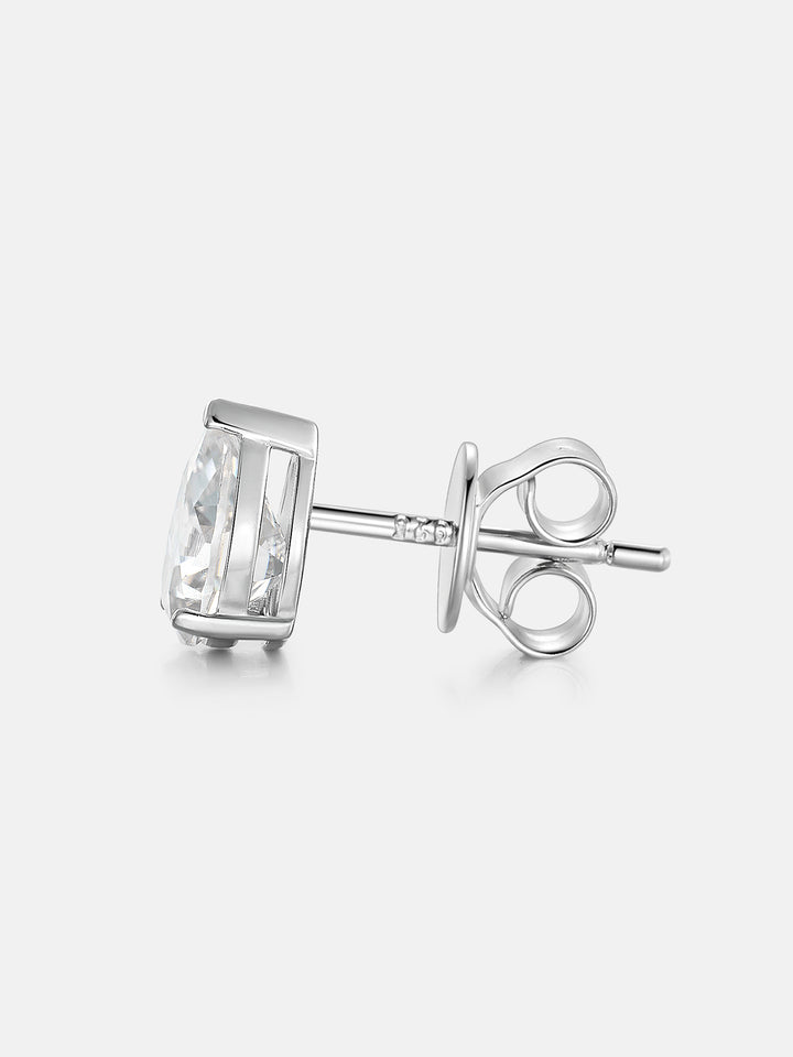 S925 Moissanite Pear Cut Stud Earrings - 2.4 Carat Total