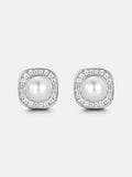 S925 Moissanite & Pearl Square Stud Earrings