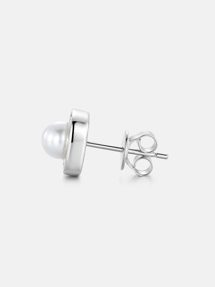 S925 Moissanite & Pearl Square Stud Earrings