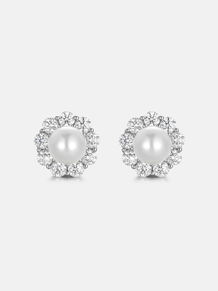 S925 Moissanite Pearl Stud Earrings