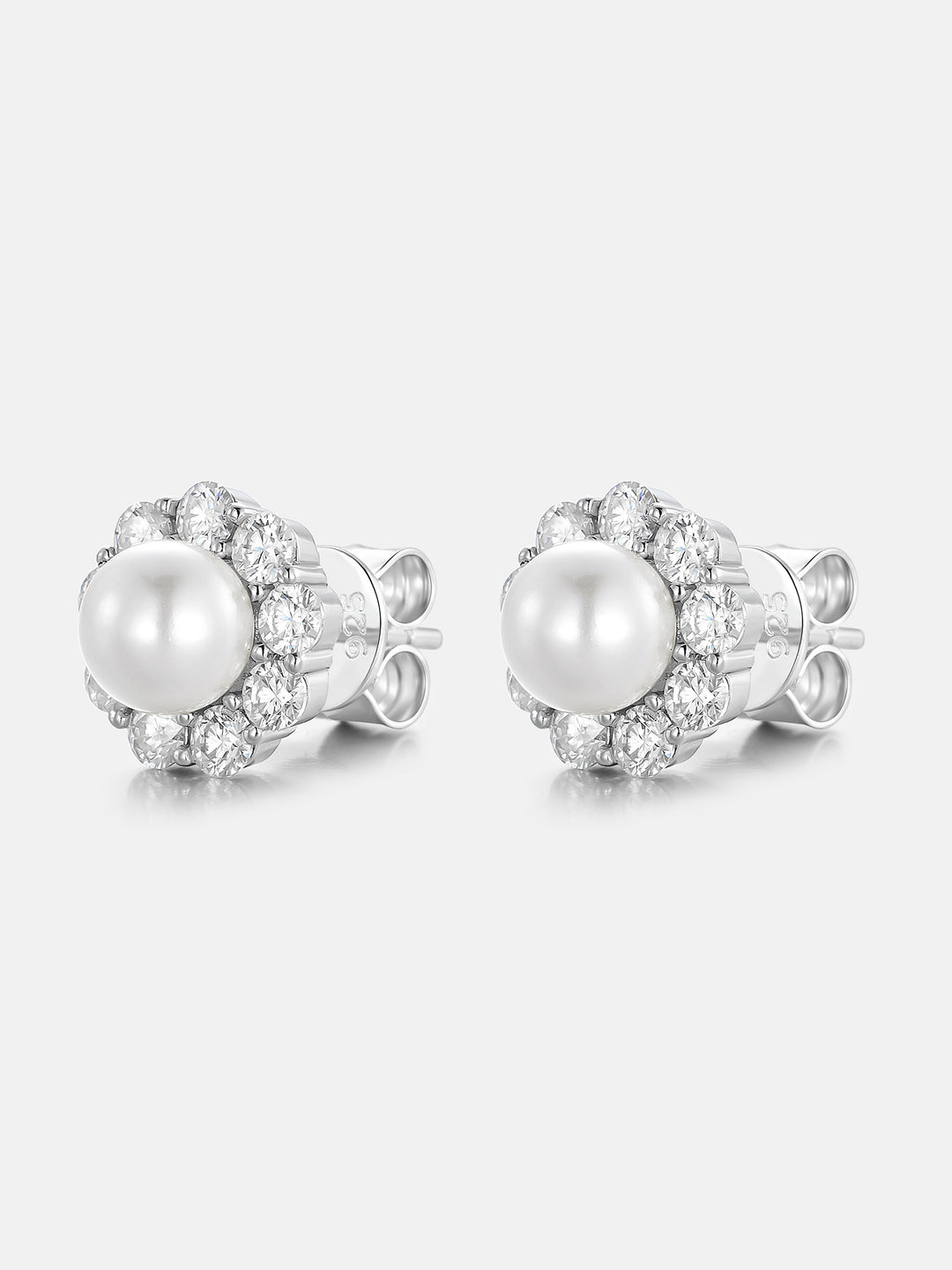 S925 Moissanite Pearl Stud Earrings