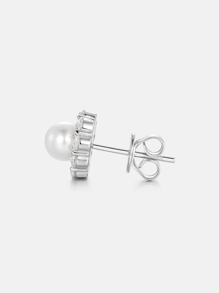 S925 Moissanite Pearl Stud Earrings
