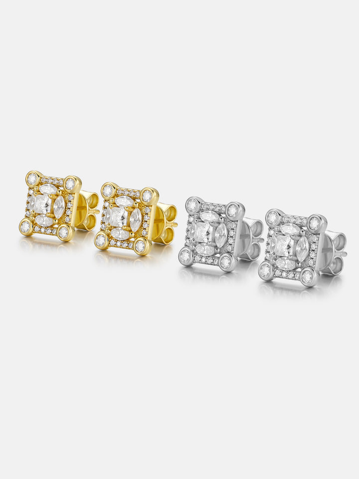 S925 Moissanite Solitaire Square Stud Earrings