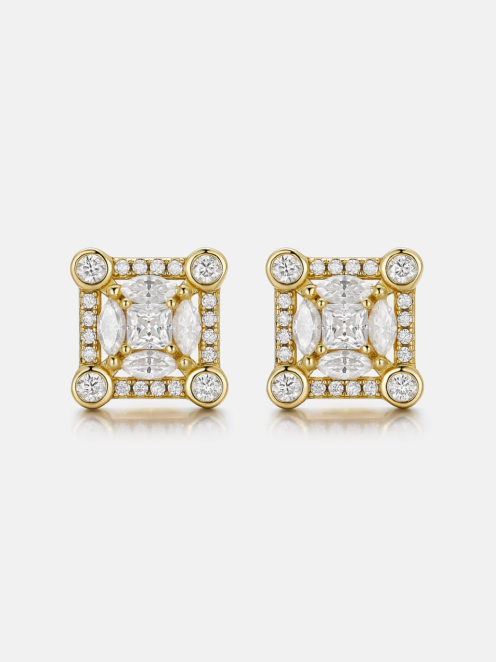 S925 Moissanite Solitaire Square Stud Earrings