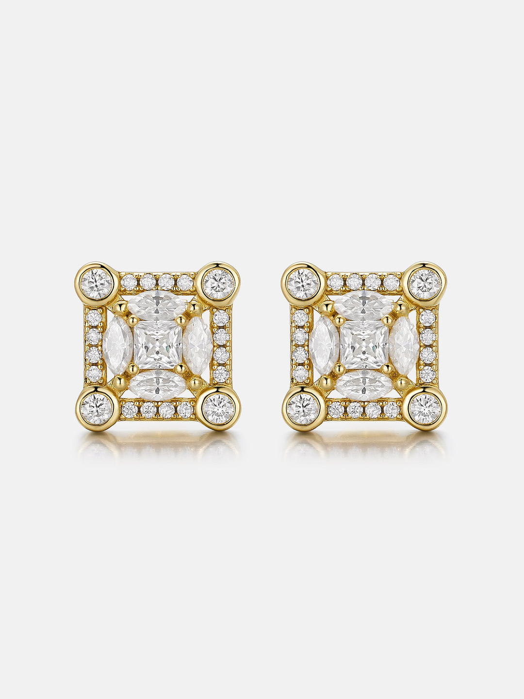 S925 Moissanite Solitaire Square Stud Earrings