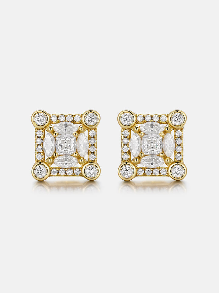S925 Moissanite Solitaire Square Stud Earrings