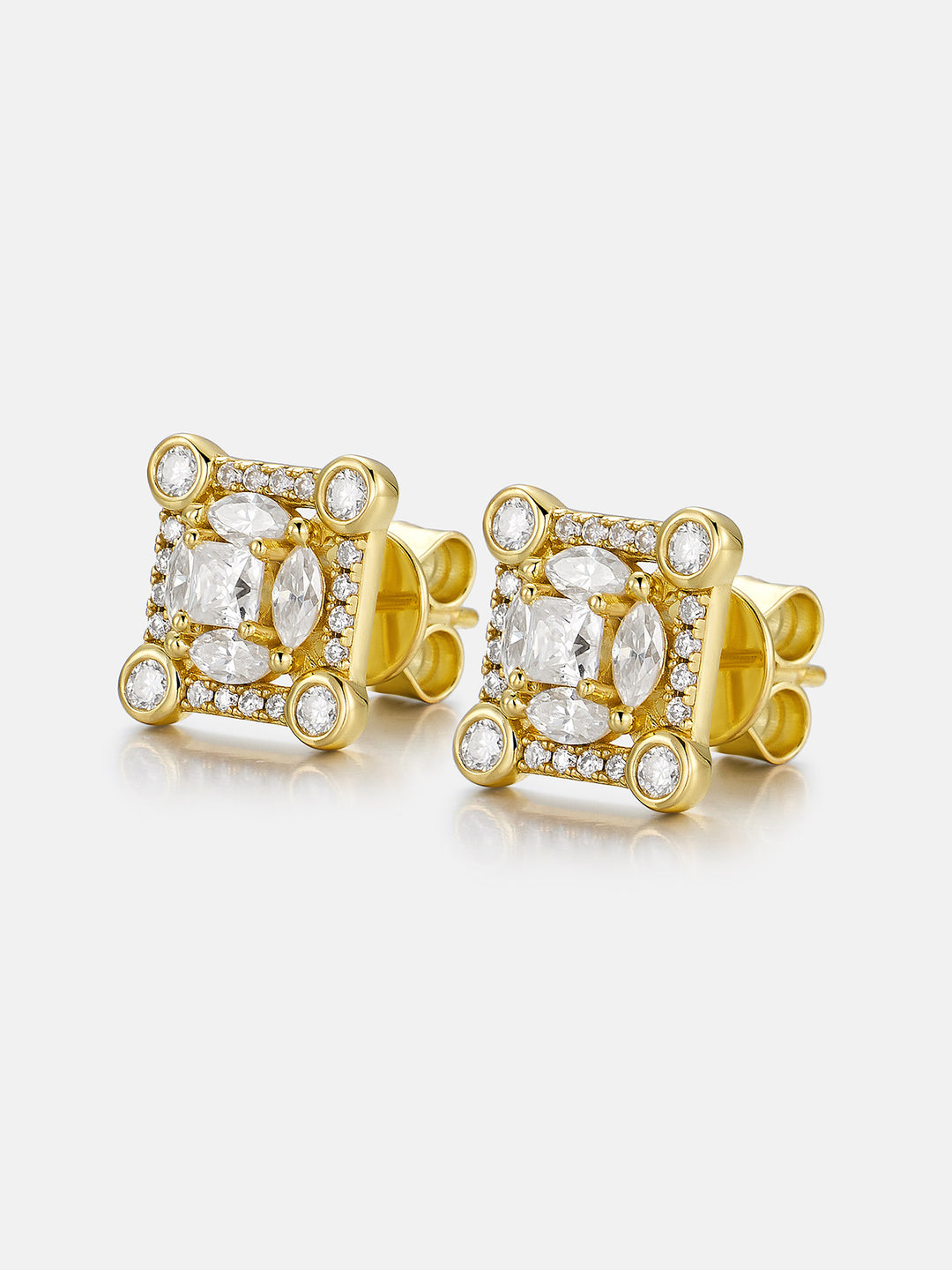 S925 Moissanite Solitaire Square Stud Earrings