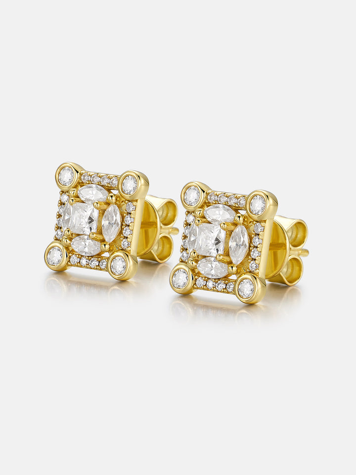 S925 Moissanite Solitaire Square Stud Earrings