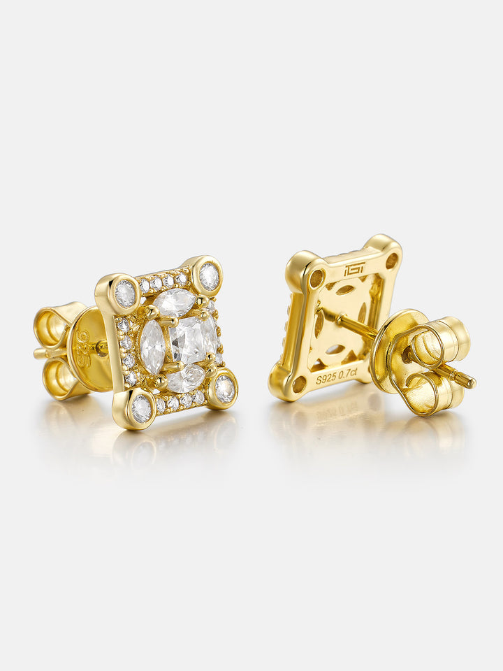 S925 Moissanite Solitaire Square Stud Earrings