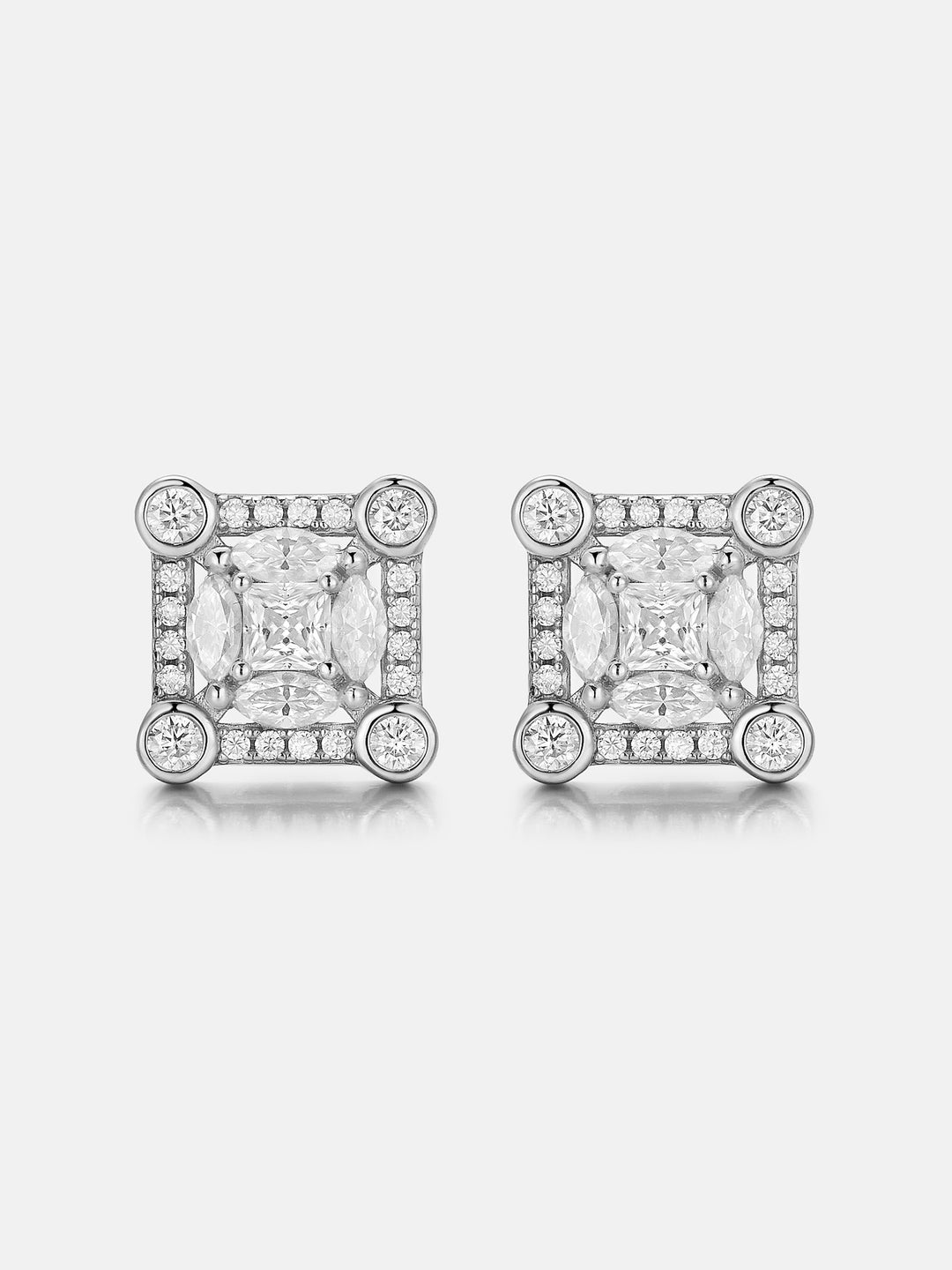 S925 Moissanite Solitaire Square Stud Earrings
