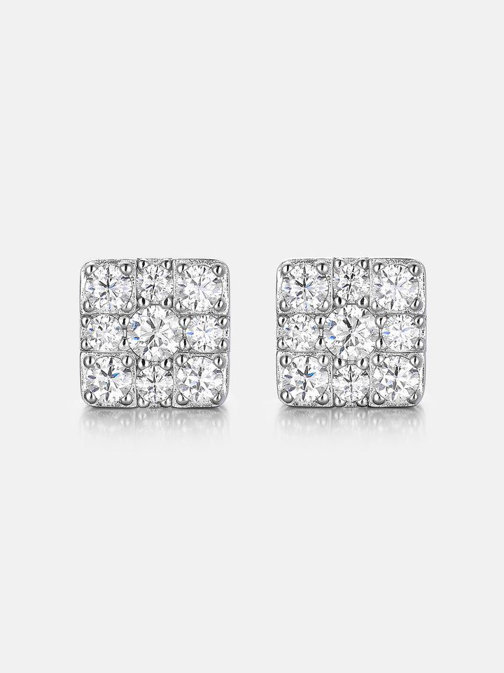 S925 Moissanite Square Cross Cluster Earrings