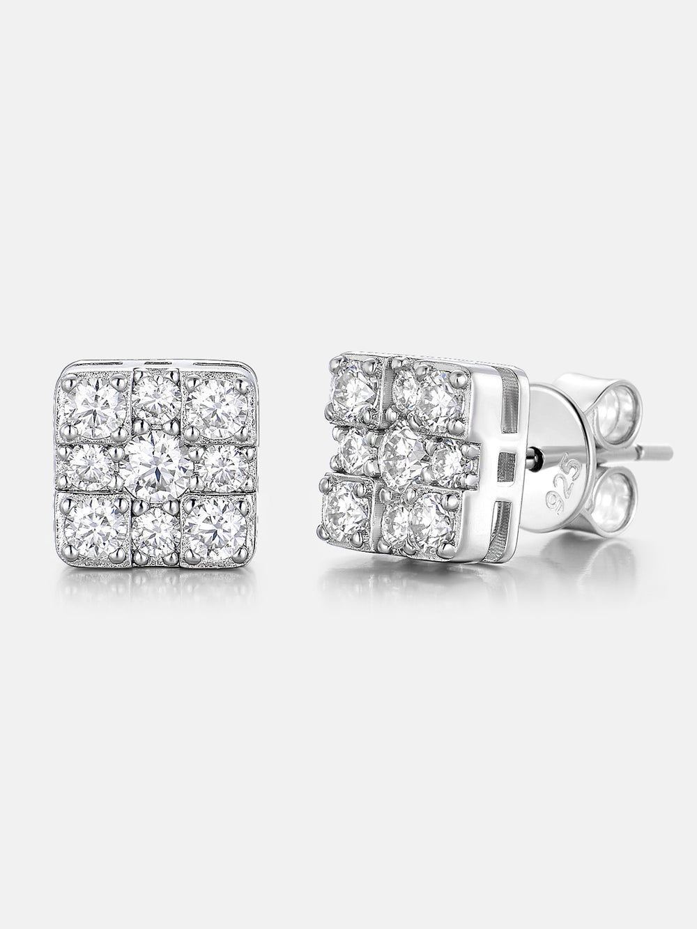 S925 Moissanite Square Cross Cluster Earrings