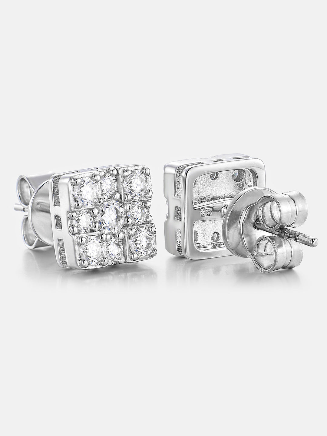 S925 Moissanite Square Cross Cluster Earrings
