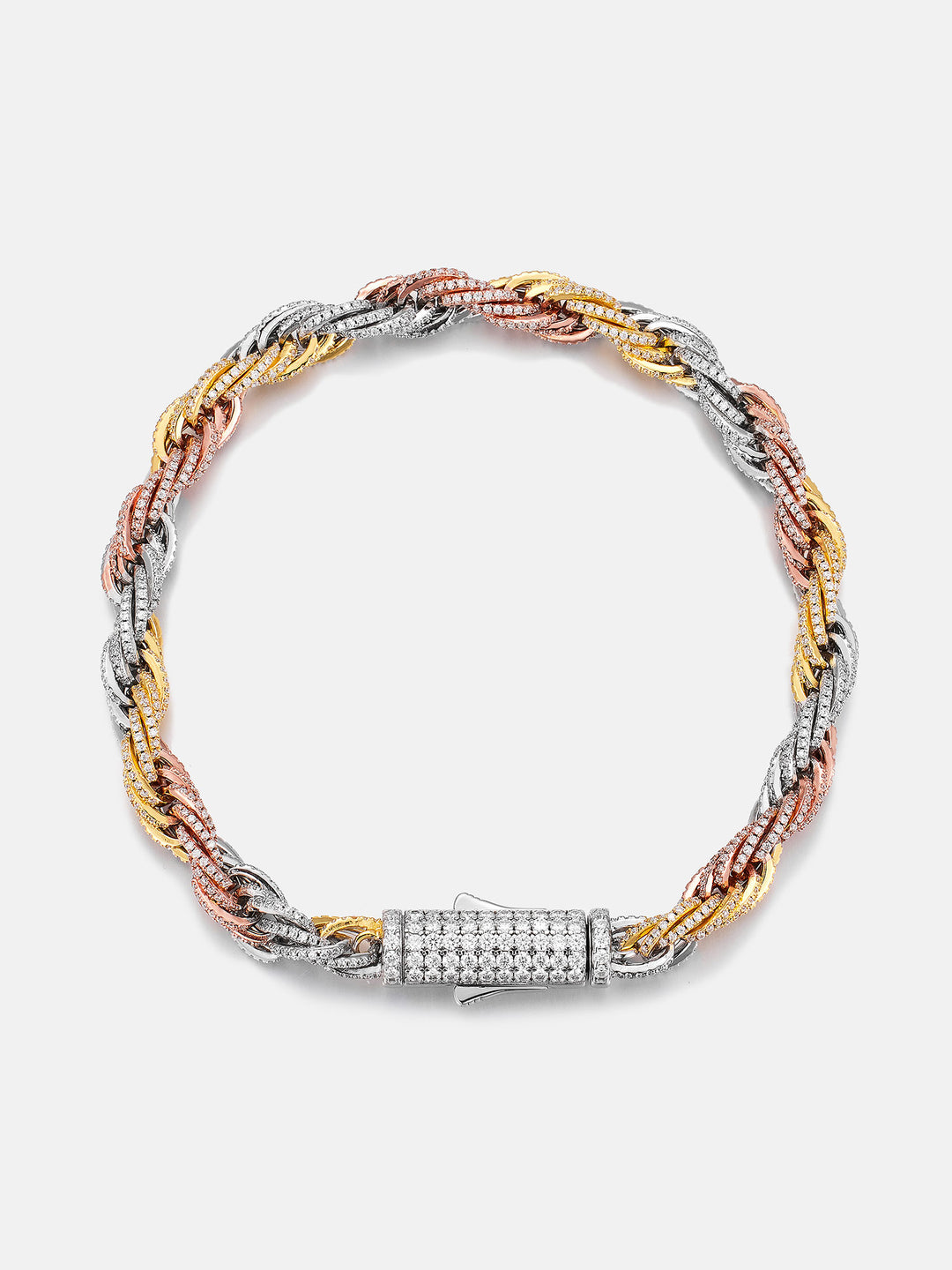 S925 Moissanite Two Tone 5mm Rope Chain Or Bracelet