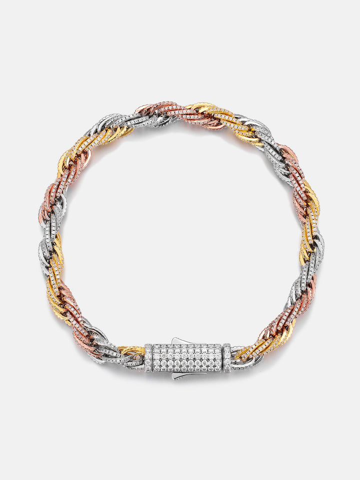 S925 Moissanite Two Tone 5mm Rope Chain Or Bracelet