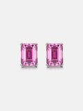 S925 Pink Moissanite Emerald Cut  Stud Earrings-4.00 Carat Total