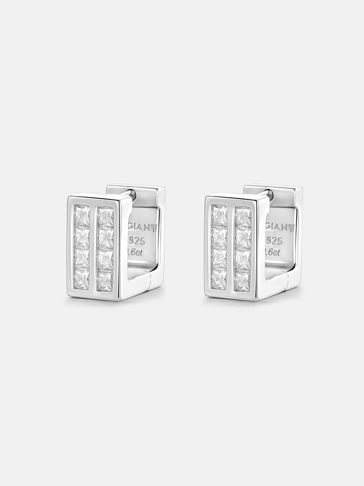 S925 Rectangular Princess Cut Earrings