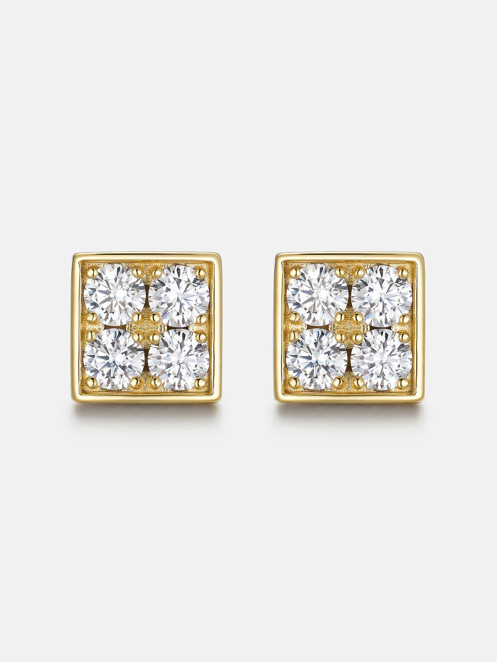 S925 Round Cut Moissanite Square Earrings