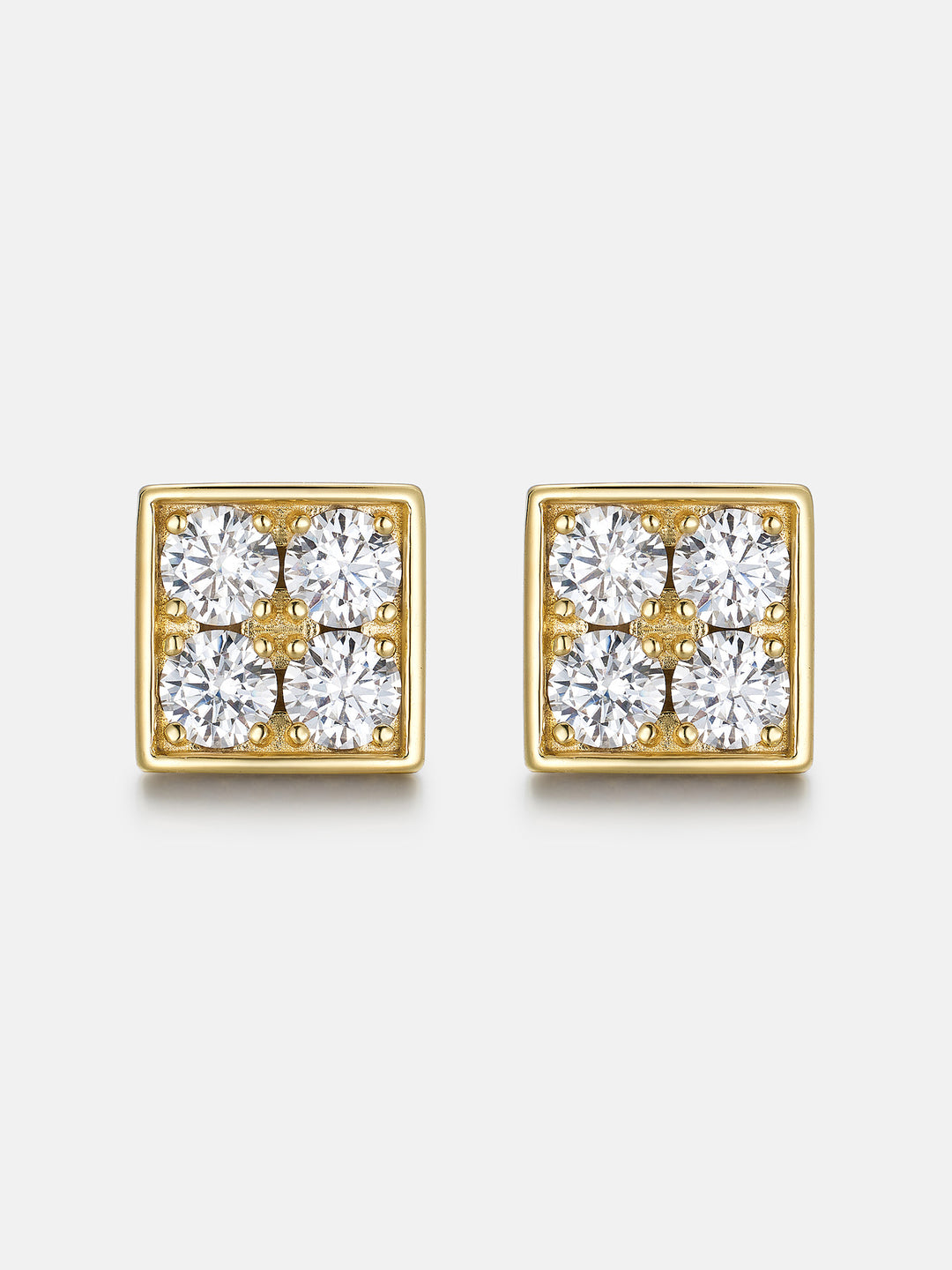 S925 Round Cut Moissanite Square Earrings