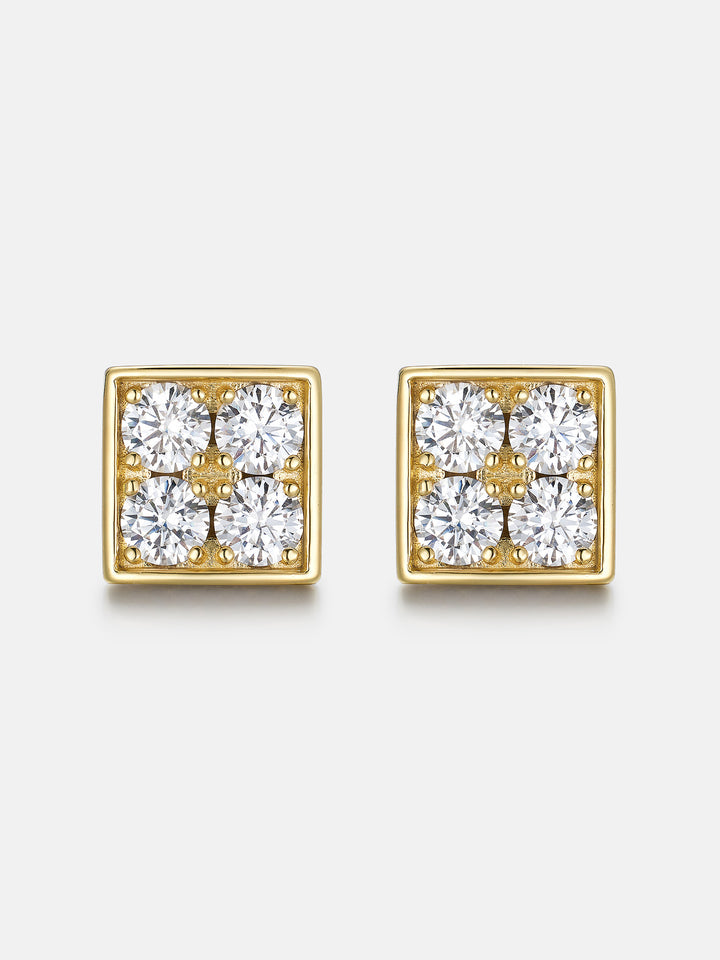 S925 Round Cut Moissanite Square Earrings