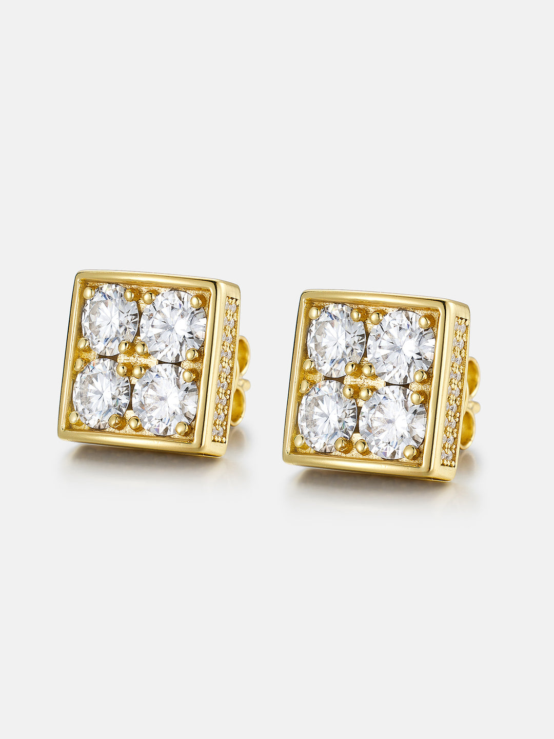 S925 Round Cut Moissanite Square Earrings