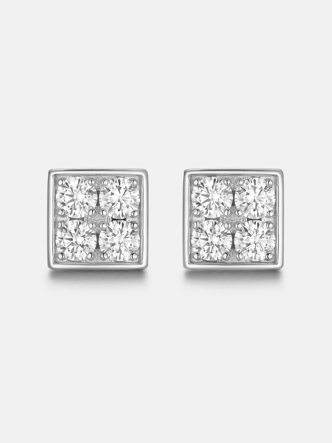 S925 Round Cut Moissanite Square Earrings