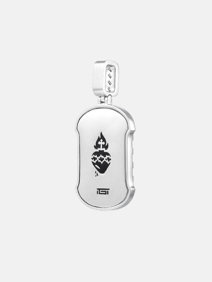 Sacred Heart of Jesus Moissanite Dog Tag Pendant