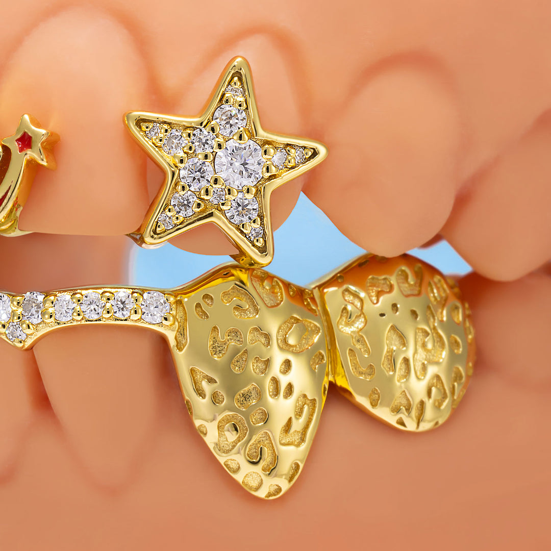 Script Initial Grillz w Leopard Print