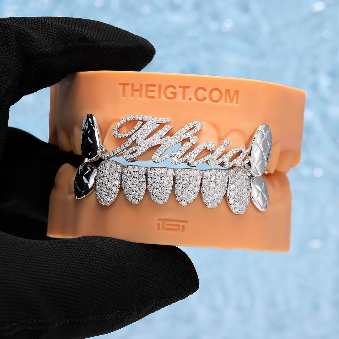 Script Name W Diamond Cut Iced Grillz