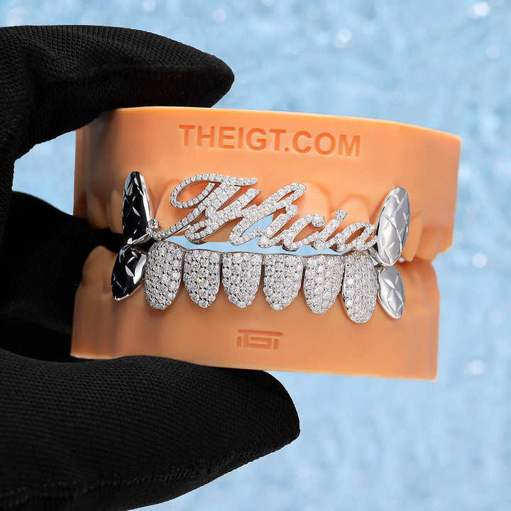 Script Name W Diamond Cut Iced Grillz