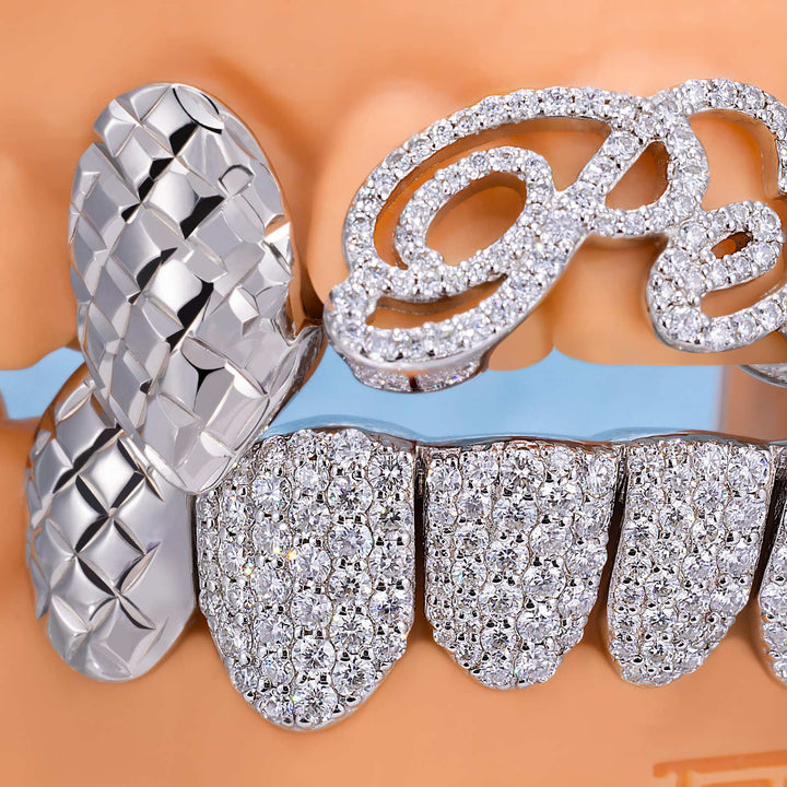 Script Name W Diamond Cut Iced Grillz