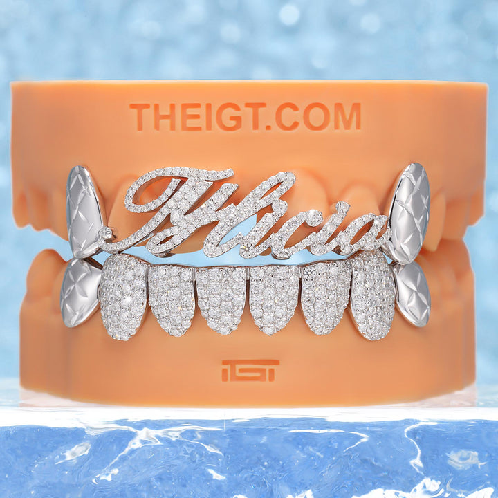 Script Name W Diamond Cut Iced Grillz