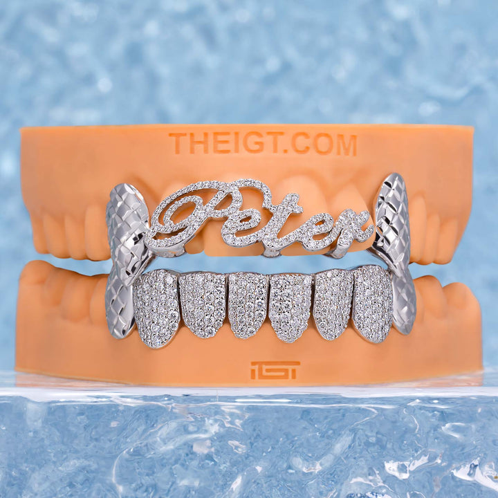 Script Name W Diamond Cut Iced Grillz