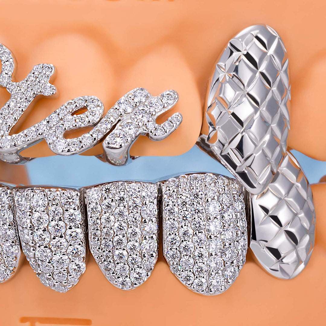 Script Name W Diamond Cut Iced Grillz