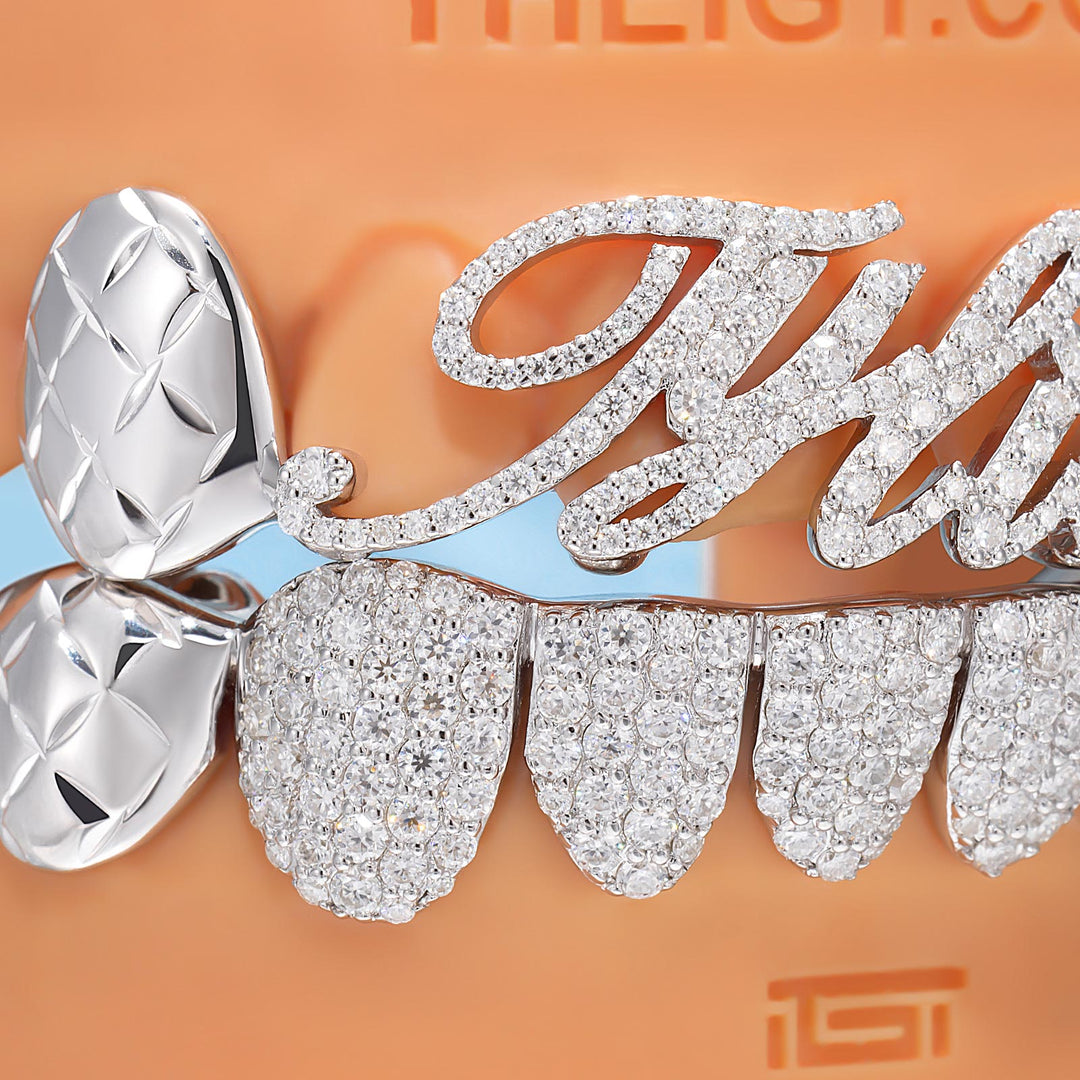 Script Name W Diamond Cut Iced Grillz