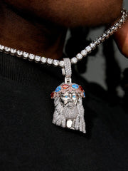 Silver Color Gem Crown Jesus Pendant