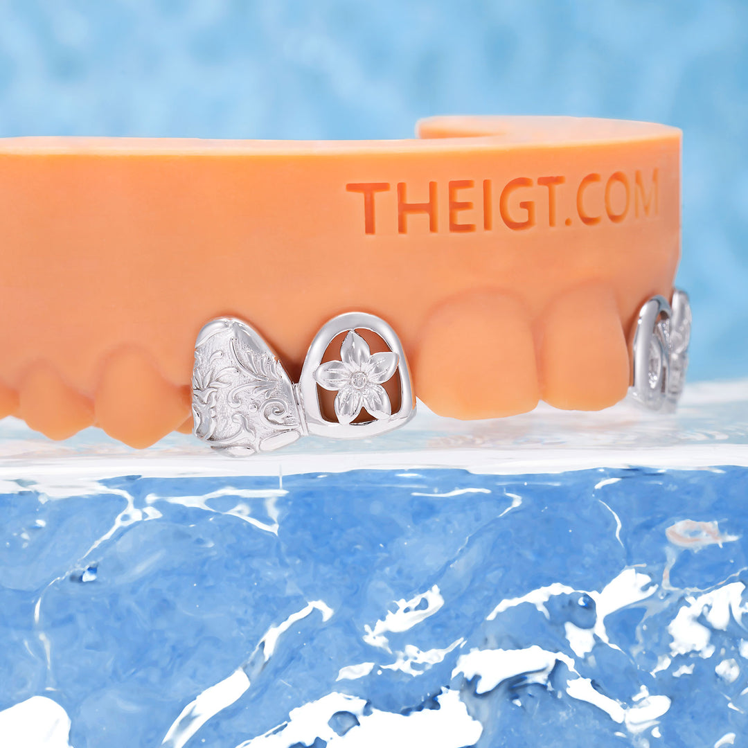 Silver Floral Letter Grilz