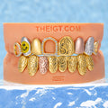 Smiley Tri-Tone Filigree Open Face Grillz