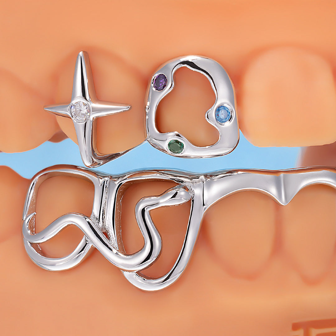 Snake Script Wave Open Bar Grillz
