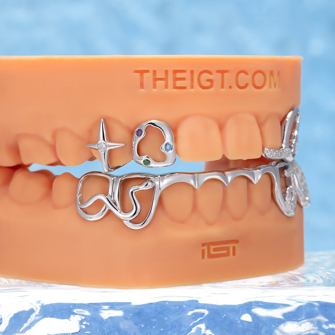 Snake Script Wave Open Bar Grillz