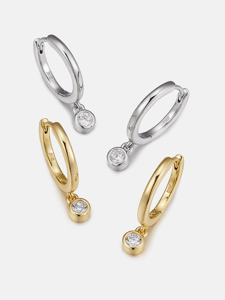 Solitaire Bezel Moissanite Dangle Earrings