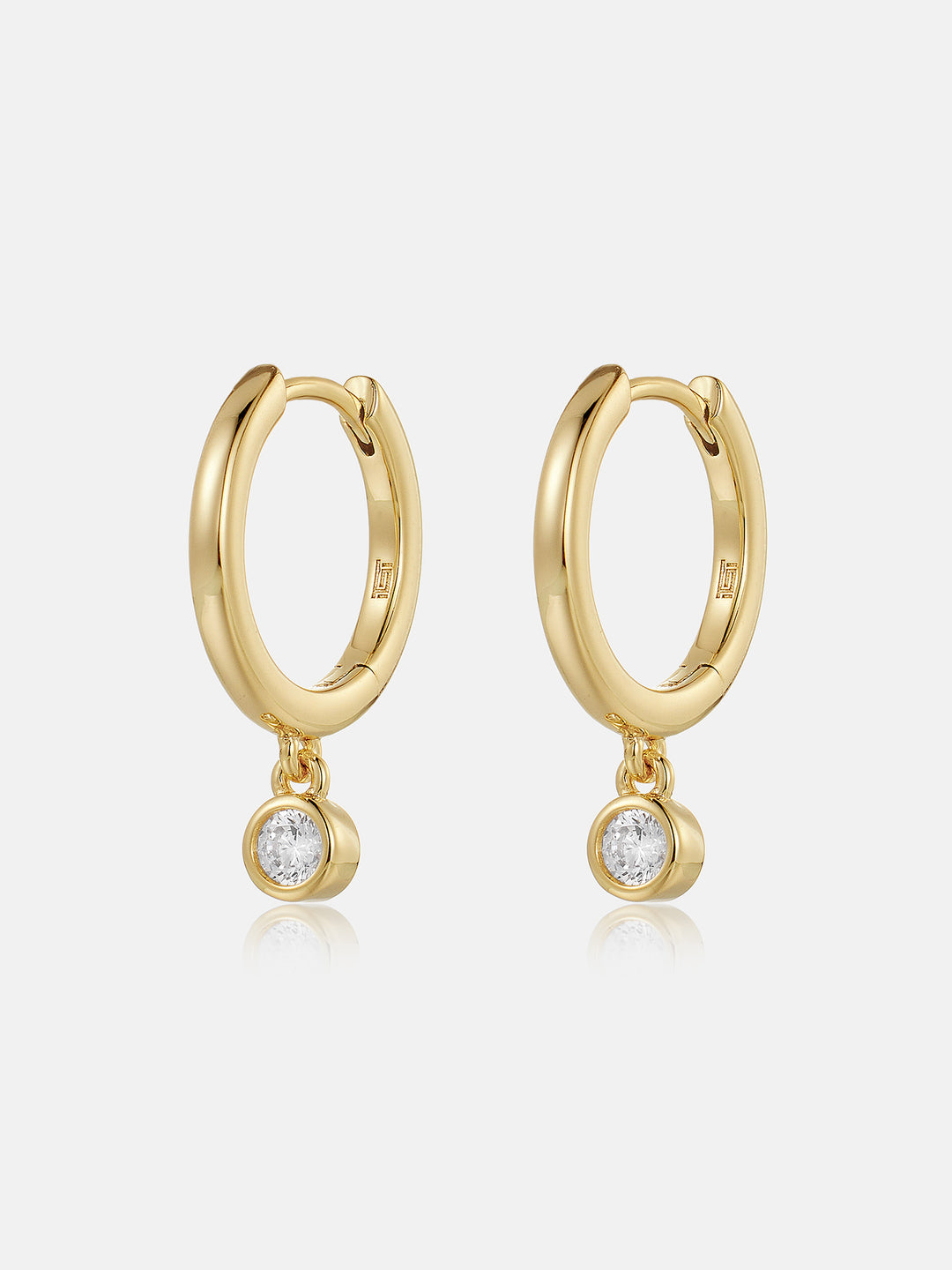 Solitaire Bezel Moissanite Dangle Earrings