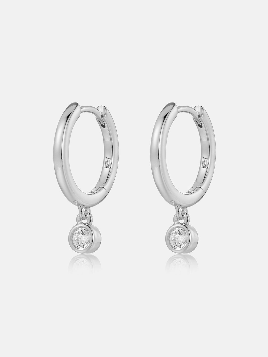 Solitaire Bezel Moissanite Dangle Earrings