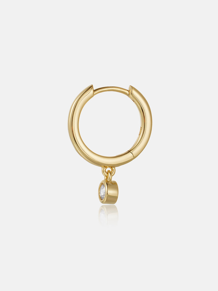 Solitaire Bezel Moissanite Dangle Earrings