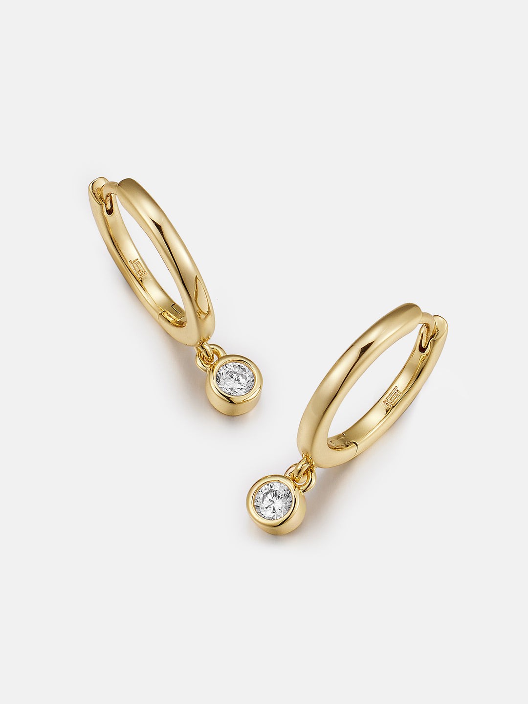 Solitaire Bezel Moissanite Dangle Earrings